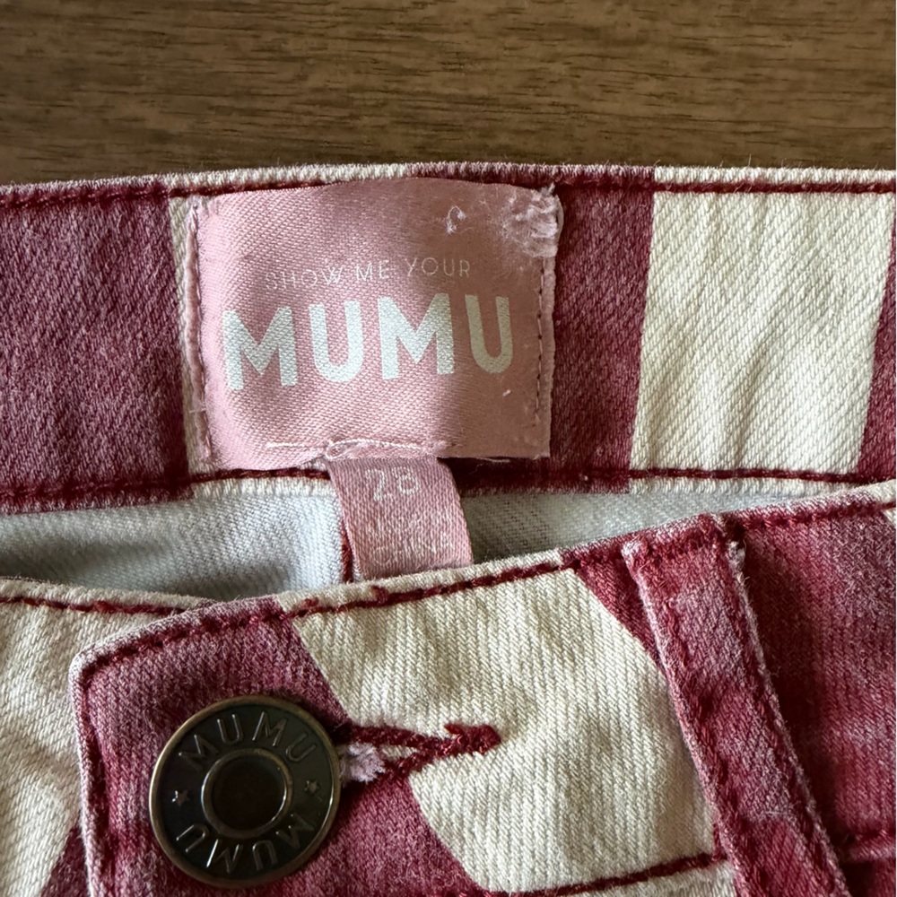 Show Me Your Mumu Berkeley Bell Flare Jeans Red Stripe High Rise 28 - Picture 6 of 12